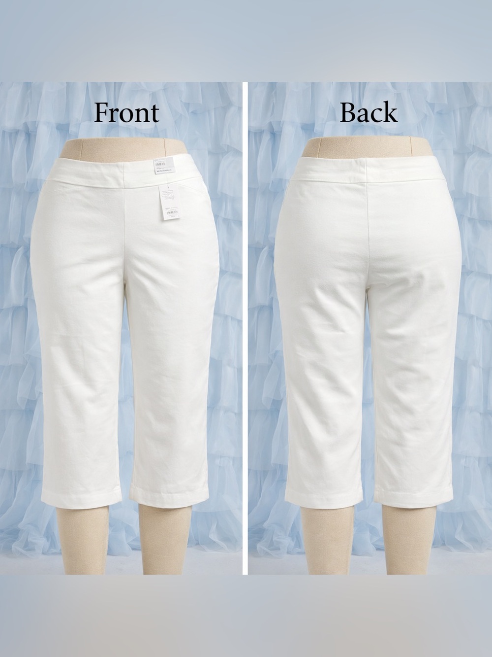 NWT Croft & Barrow Women’s Mid-Rise Elastic Waist White Capri Pants Size 10 - Picture 2 of 11
